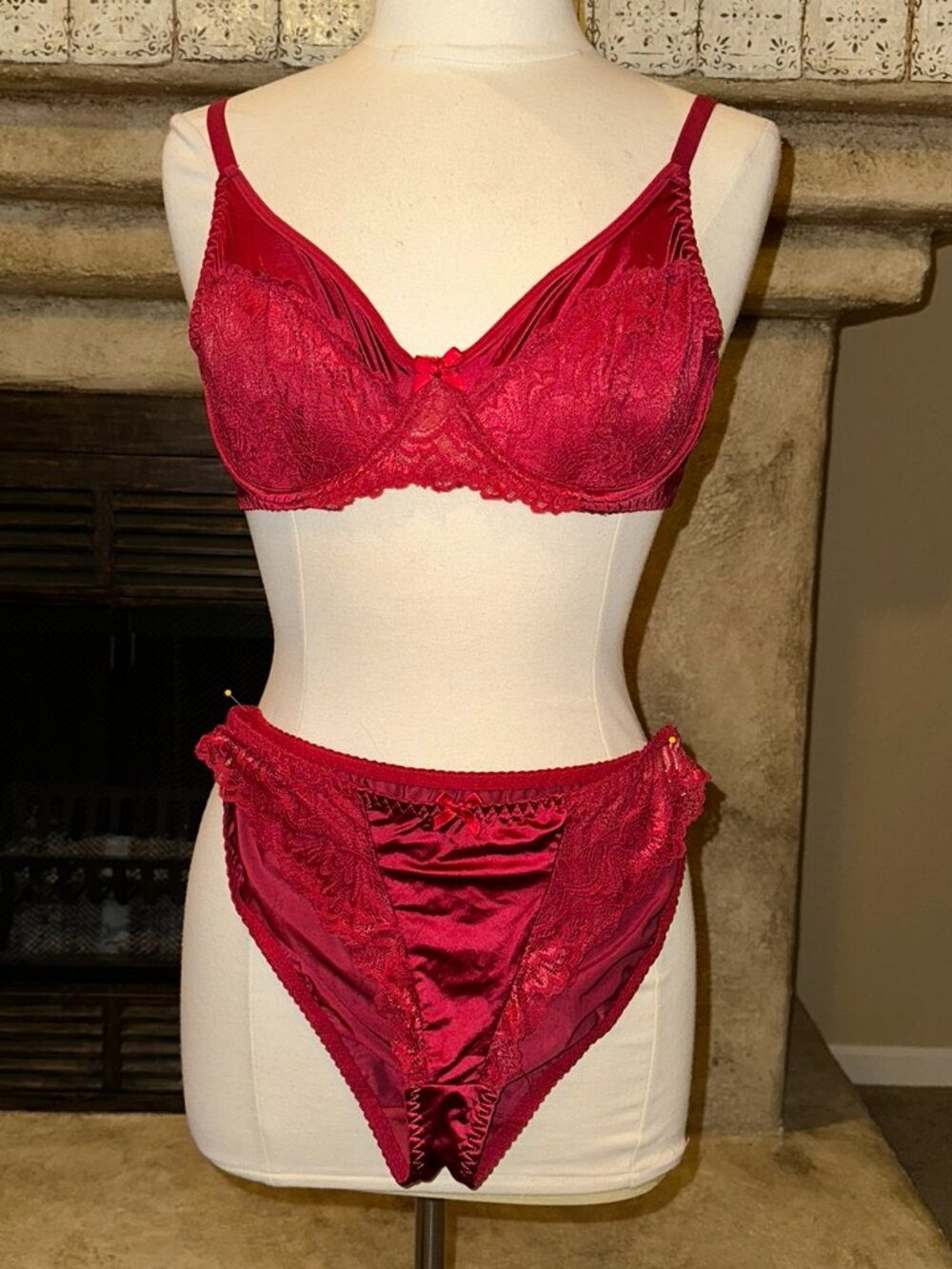 Bra and Panty set NWT burgundy lace, satin